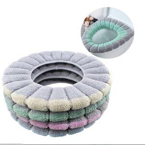 4Pcs Soft Toilet Seat Cover Pads Thicker Warmer Stretchable Washable Cloth NEW